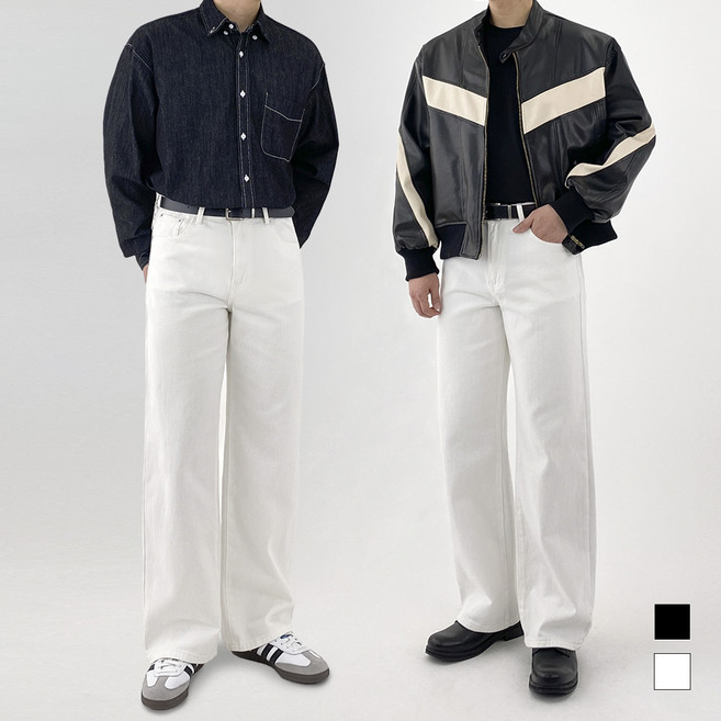 모노마인 남자 청바지 화이트진 블랙진 세미 와이드 사계절 데님 팬츠