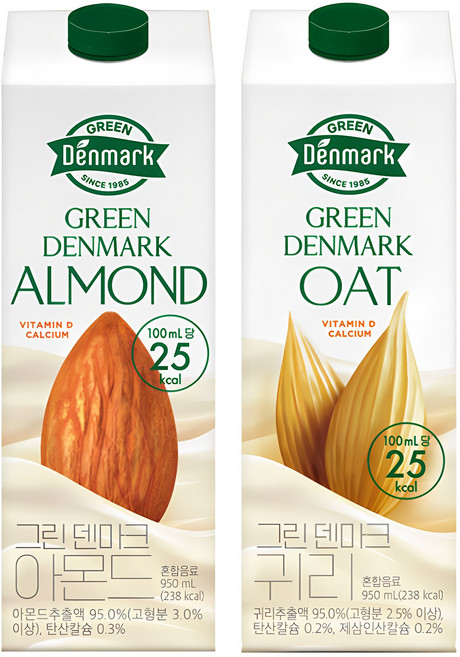 그린덴마크 아몬드950ml 3개 + 귀리 950ml 3개, 6개, 950ml