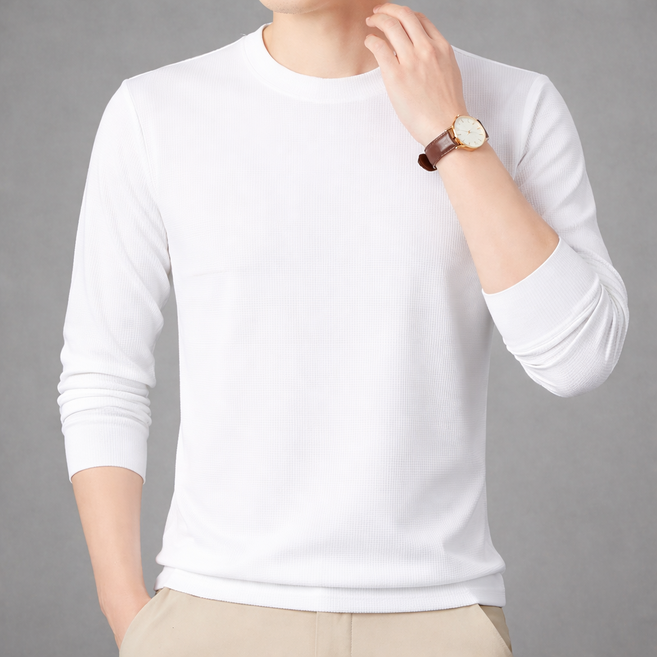 가우토 프리미엄 슬림핏 남성 긴팔 티셔츠 소프트 텍스처 데일리 라운드넥