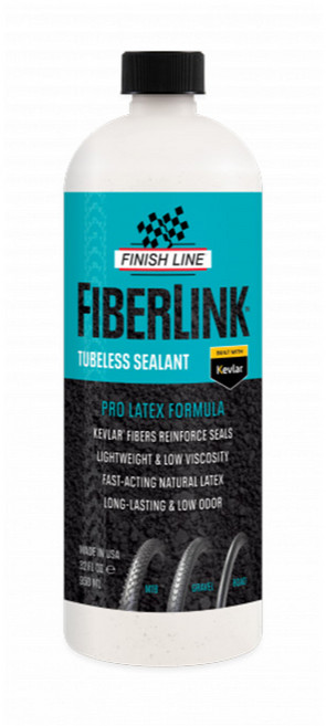 Finish Line FiberLink 無內胎式密封膠 適用補胎液 KEVLAR纖維強化密封 快速作用天然乳膠, 1個, 950ml