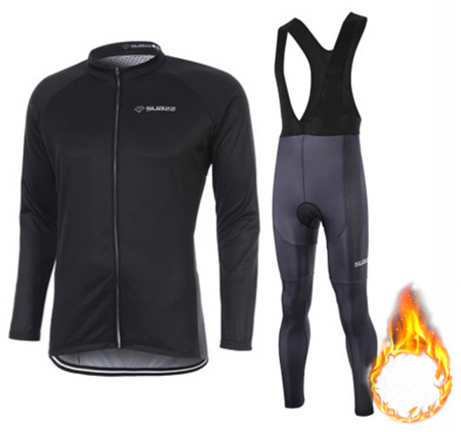 서브22 기모 동계 자전거옷 남성 상하의 세트 블랙