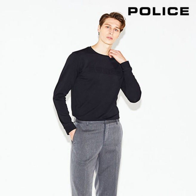 폴리스 폴리스 남성 엠보 로고 라운드 티셔츠 PCLT115BKM