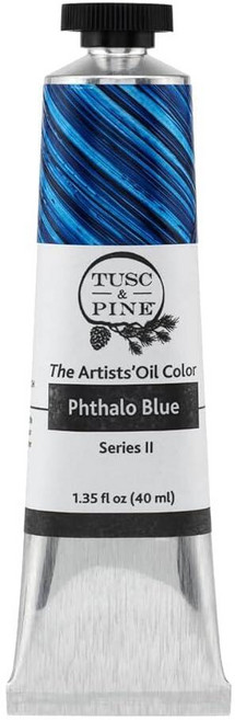 Tusc & Pine 아티스트 오일 페인트 - 티타늄 화이트 (아마씨) 40ml 황변 없음 풍부하고 크리미 한 일관성 최대 안료 부하 소량 가공 페인트 전문 아티스트, 1개(1개입), 프탈로 블루