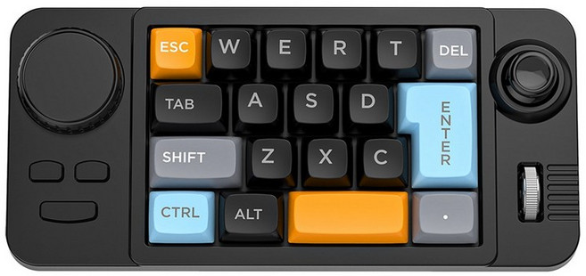 Win10용 19키 매크로 정의 조이스틱 듀얼 휠 RGB 핫스왑 가능 매크로 정의 유선 기계식 게이밍 키보드, 검은색