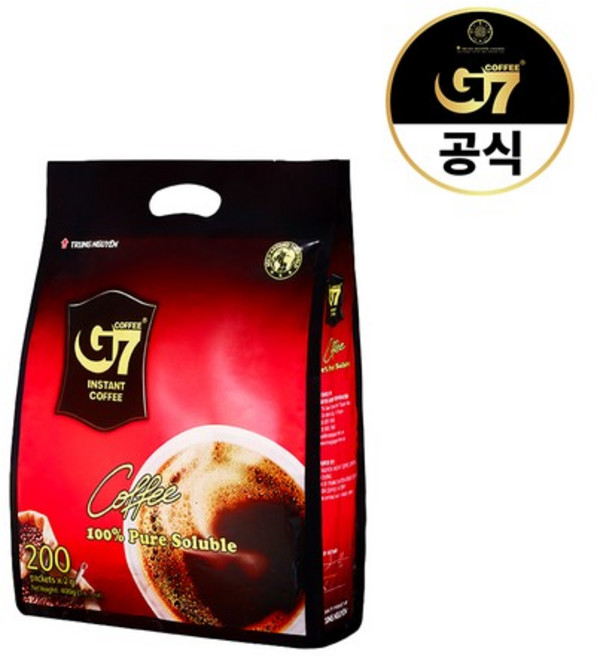 9위 - G7 퓨어블랙 200개입 / 베트남 블랙 아메리카노 스틱커피, 2g, 1세트, 200g