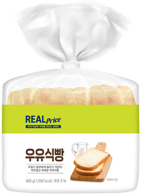 리얼 우유식빵, 400g, 15개