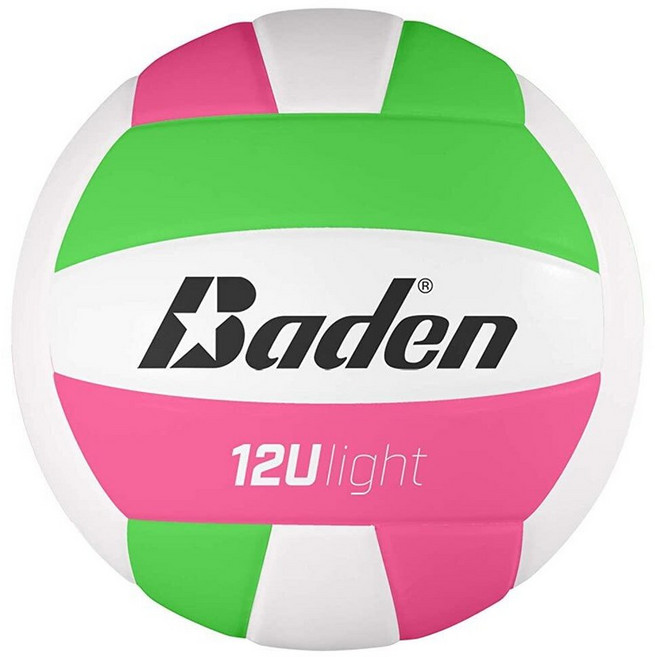 Baden 라이트 극세사 트레이닝 배구공 (공식 사이즈) 네온 핑크/그린/화이트