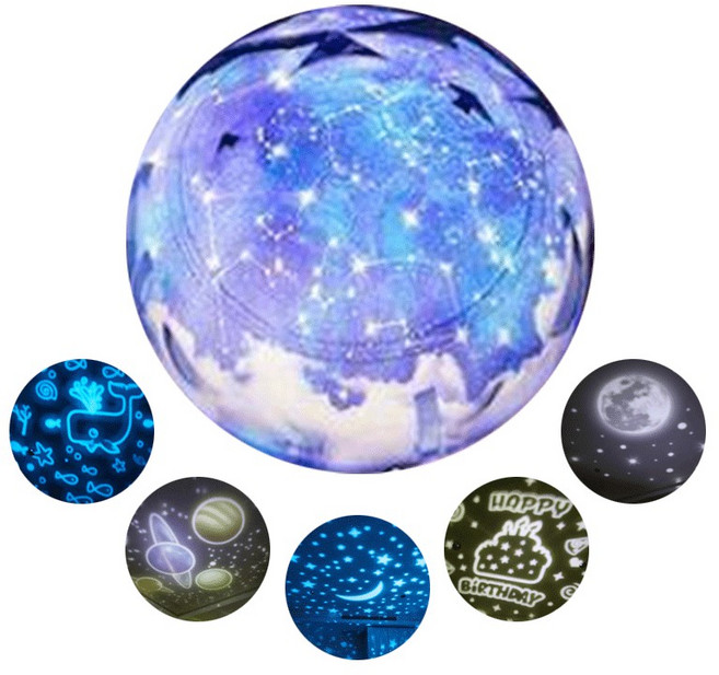 星空投影小夜燈 旋轉滿天星光投影燈, 宇宙款-附五種幻燈片