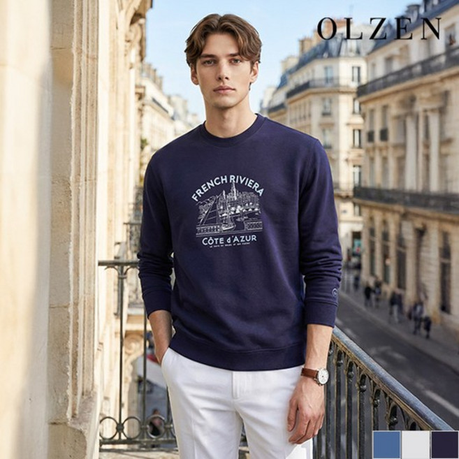 올젠 캐주얼 그래픽 맨투맨 티셔츠 (ZPE1TR1501) 462537