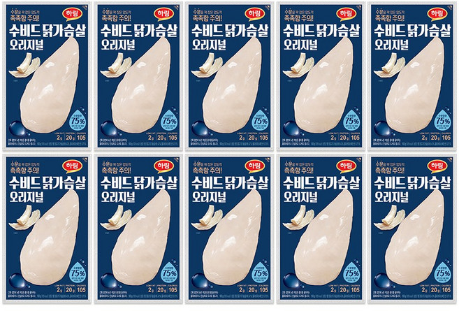 하림 수비드닭가슴살 오리지널 100g, 10개