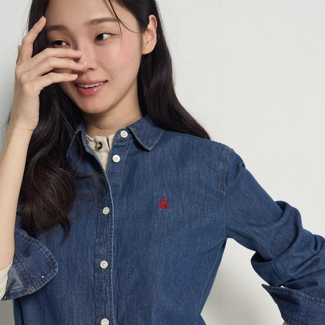 [백화점 정품] 빈폴 레이디스 [Essential] 인디고 데님 레귤러숏 셔츠 - 블루 BF6164E03P