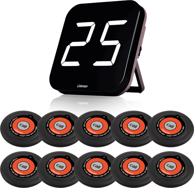 링크맨 호출벨 무선콜벨+수신기셋트 테이블벨 비상벨(커피쿠폰증정) 화장실비상벨, 6개