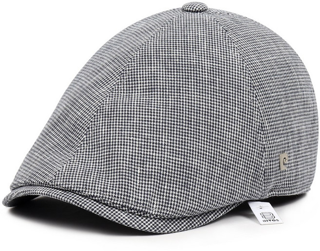 비토스 26 S/S 피에르가르뎅 잔체크 린넨 원단 헌팅캡 골프모자 베레모 도리구찌