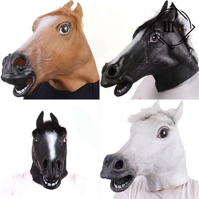 동물가면 말머리 동물 가면 탈 분장 할로윈 얼굴 마스크, 1개, 봄이네가게 백마