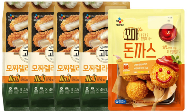 (온라인) [CJ] 고메 바삭튀겨낸 모짜렐라돈카츠450g x4개 + 꼬마돈까스 400g x1개, 1세트, 2.2kg