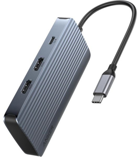 Anker 앵커 7-in-1 USB-C 허브 듀얼 모니터 USB C 도킹 스테이션 HDMI 디스플레이 100W 파워 딜리버리 10Gbps 데이터 전송 Dell XPS Think, 8-in-1 USB-C Hub, 8-in-1 USB-C Hub