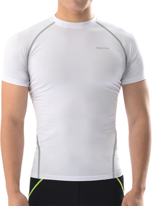 테이크파이브 남자 기능성 머슬핏 반팔 스포츠이너웨어 화이트