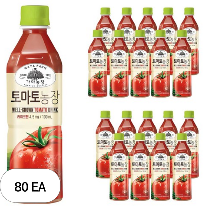웅진 가야농장 토마토 주스, 500ml, 80개