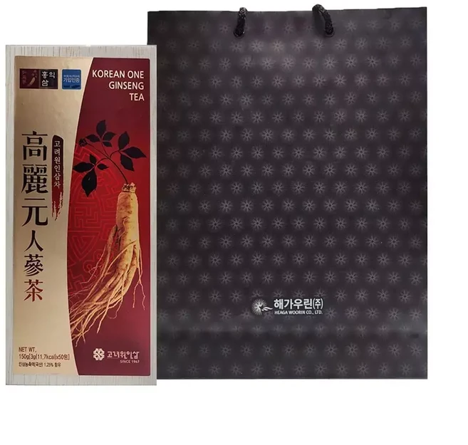 (고려원) 고려인삼차50포 (나무상자 ) + 쇼핑백포함 인삼차 홍삼차, 150g, 1개