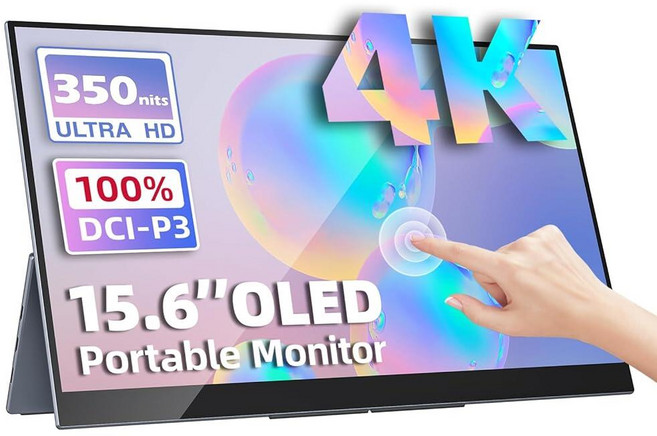 Upperizon 휴대용 모니터 15.6인치 4K UHD 3840X2160 100000:1 100% DCI-P3 60Hz OLED 터치 스크린 HDR HDMI USB-C 여행, Upperizon 휴대용 모니터 15.6인치 4K UH