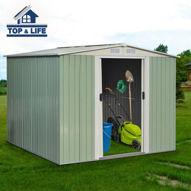 (탑앤라이프 GRAND - L 라이트그린) 조립식창고/야외창고/농막/전원주택창고/이동식창고/조립창고/옥상창고, 고급방부목데크제외, LED동작감지센서등추가