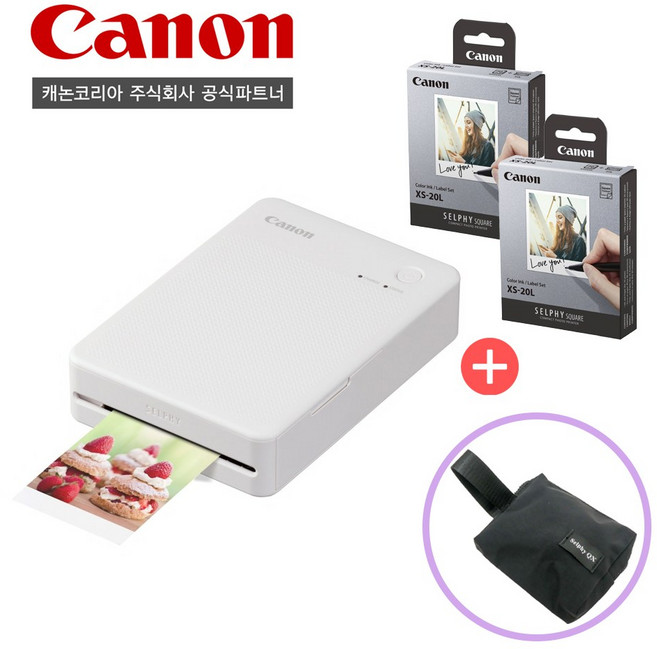 캐논공식파트너 캐논 포토프린터 SELPHY QX20/전용인화지(40매)/파우치패키지, 화이트
