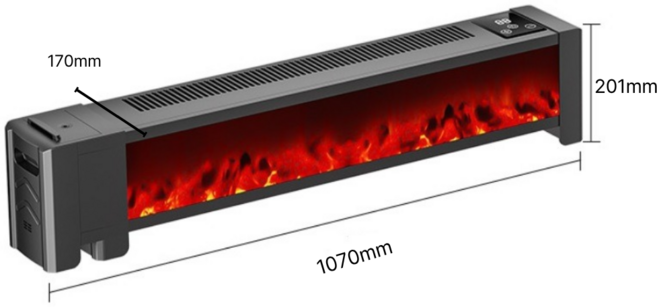 바닥 엣지 전기히터 가습 불멍 절전형, 2단 조절 가습 3D 불꽃