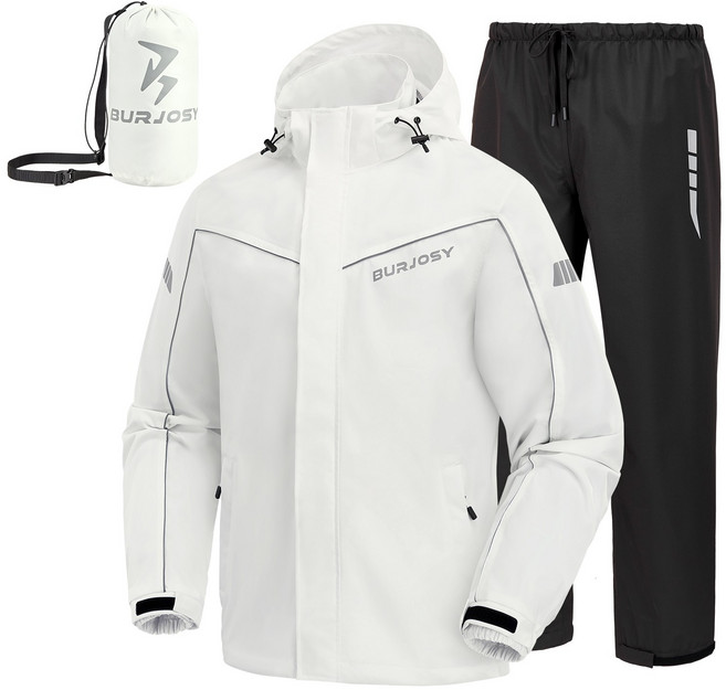 코리데이 남자 오토바이 우비 상하의 세트 QY001, 화이트