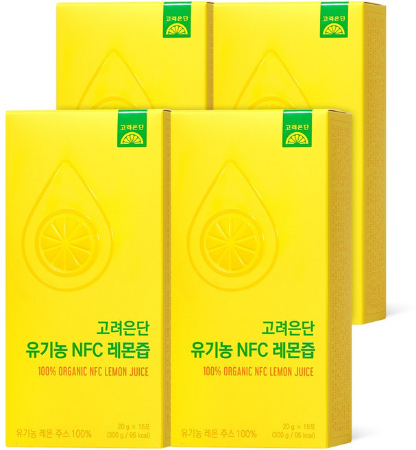 고려은단 유기농 NFC 레몬즙 15포, 4개, 300g