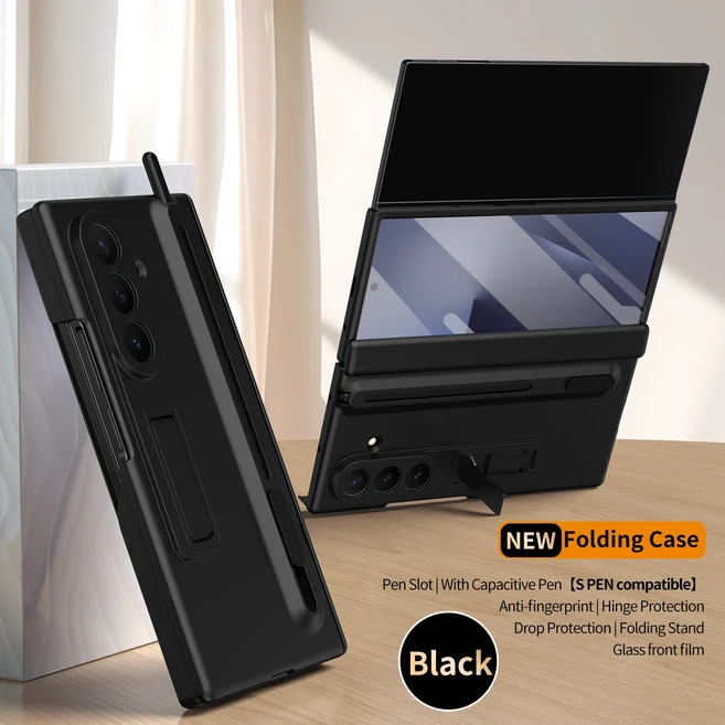 삼성 갤럭시 Z 트라이폴드용 충격 커버 투명 브래킷 보호 케이스 전면 스크린 글라스 필름 펜 포함