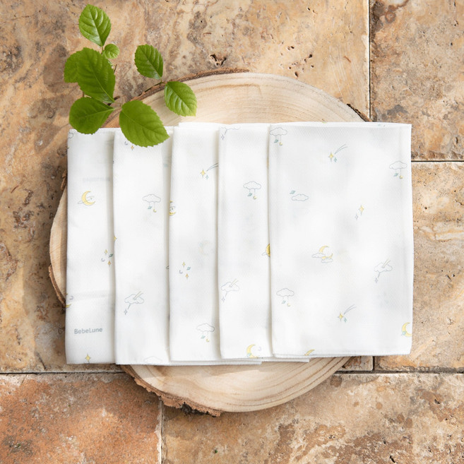 베베룬 에코프리미엄 소프트모달 엠보손수건_밀키웨이 5장