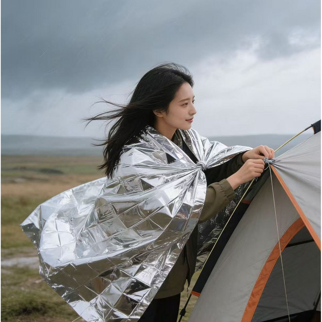 체온유지 비상용 은박 휴대 일회용 담요 캠핑용 J2453, 1개
