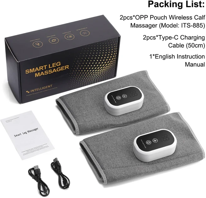 전기 다리 마사지기 무선 충전식 압축 종아리 휴식 3가지 모드 360 ° 에어백, 02 New Version-2pcs