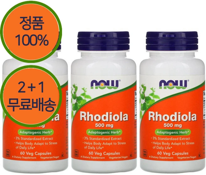 2+1 나우푸드 홍경천 로디올라 500mg 60베지 캡슐, 60정, 3팩 - 쿠팡