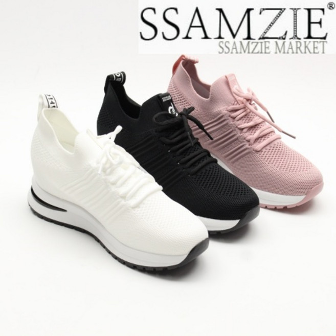 신발통 쌈지 여성용 발편한 니트 스판 키높이 슬립온 스니커즈 단화 운동화