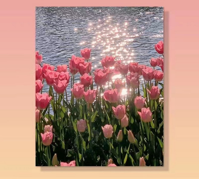 votgl DIY명화그리기 그림그리기꽃 유화 세트 40 x 50cm, diy튤립, 1세트