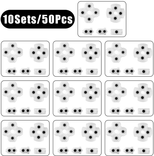 PS4 컨트롤러용 실리콘 전도성 고무 패드 PS 4 용 버튼 수리 교체 부품 10 세트/5/1 세트, 3)10sets-50pcs, 3) 10sets-50pcs