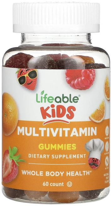 Lifeable 어린이용 종합비타민 구미젤리 천연 과일 구미젤리 60개 Lifeable (라이퍼블) - 쿠팡