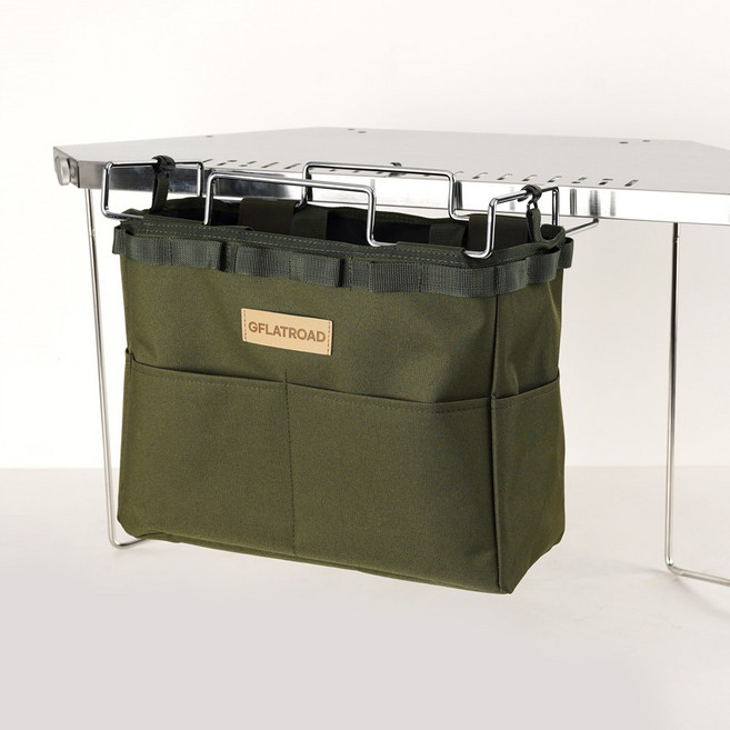 지플랫로드 캠핑 테이블 쓰레기통 거치대 가방 선반 걸이 포켓 수납 감성 정리함, 단품(가방만), 블랙 멀티캠, 1개