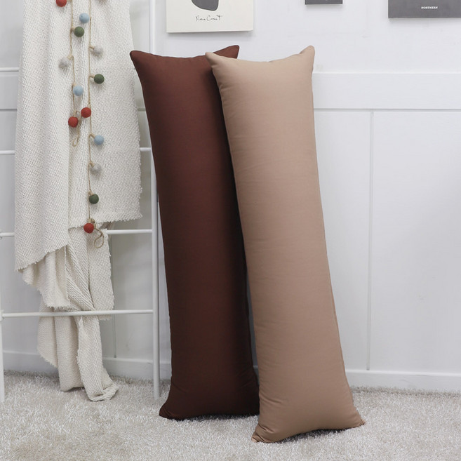 베드앤데코 36종 순면 등쿠션/바디필로우/다용도쿠션 커버, 초코베이지