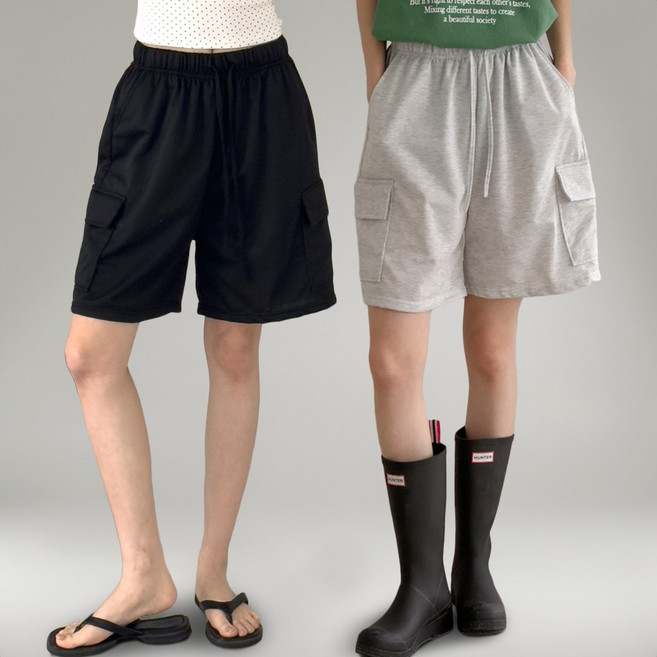 지나홈 여성 와이드 트레이닝 카고 반바지 2P