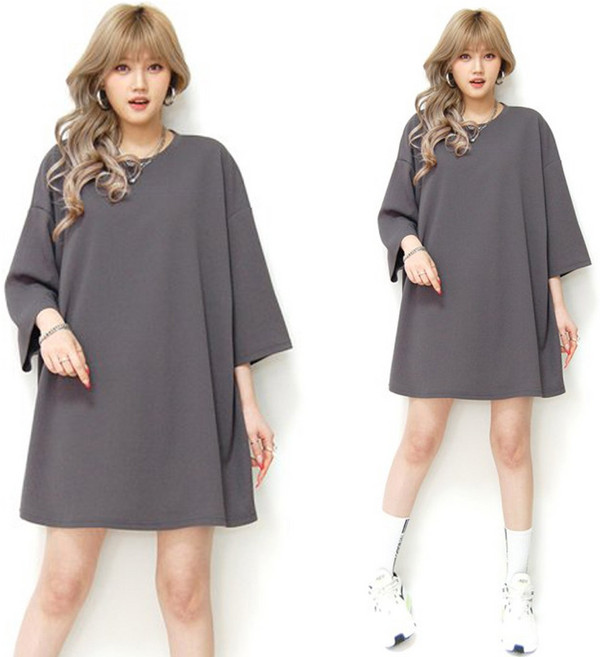 러브포텐 빅사이즈 반팔롱티셔츠 7부소매 간절기 여름박스티 2장세트