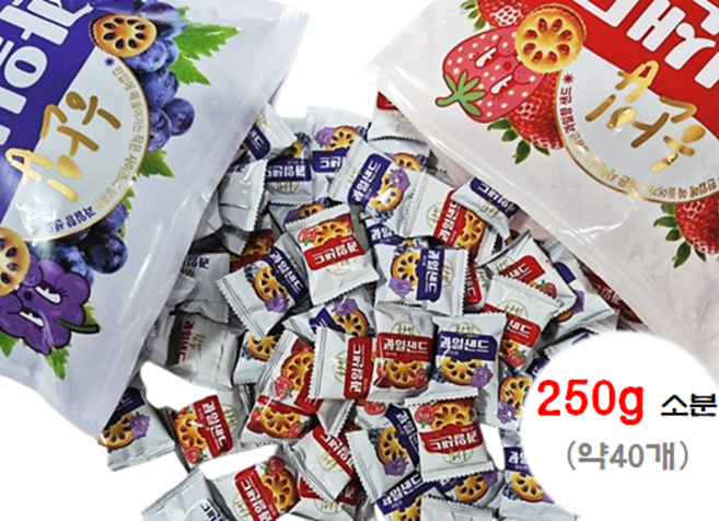 한입 과일샌드 2종 혼합 딸기맛&포도맛 소분포장, 1개, 250g