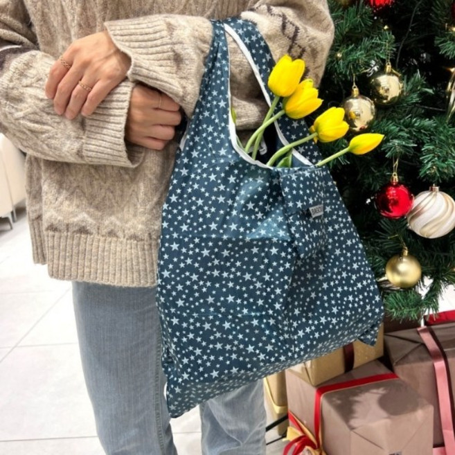 [어반굿즈] 환경 보호 튼튼한 접이식 다크그린 스타 장바구니 마트 가방, 1개, 스타패턴 다크그린