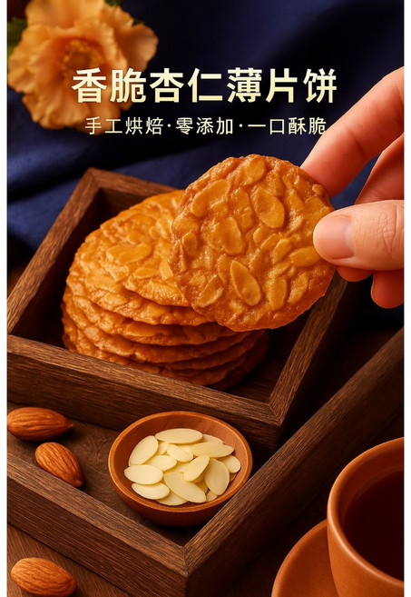 周傳 杏仁瓦片 手工烘焙 一口酥脆, 1個, 杏仁 150g/包,5包 送酥糖和堅果試吃包