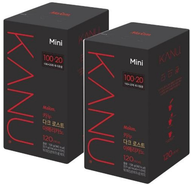 카누 미니 다크 로스트 아메리카노 원두커피믹스, 900mg, 120개입, 2개