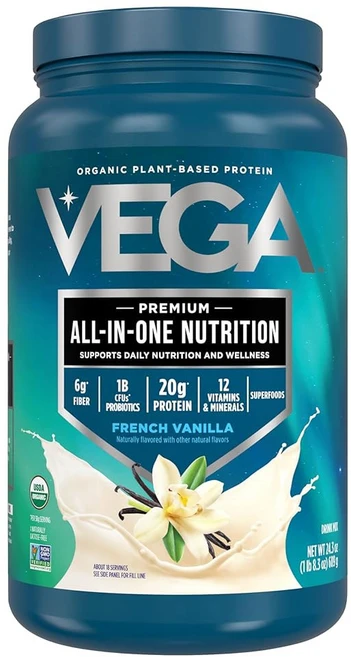 베가 올인원 뉴트리션 유기농 - 식물성 완두콩 단백질 20g 무가당 20인분 비타민 A & C 프로바이오틱스 그린 비건 케토 글루텐 프리 26.9온스(포장은 다를, French Vanilla, 12.2 Ounce (Pack of 1) - 쿠팡