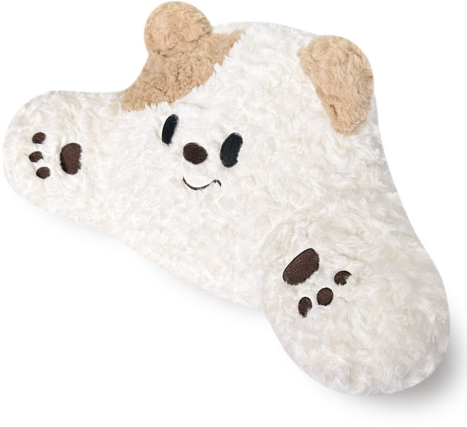 강아지 베개 허리받침 쿠션 귀여운 퍼 쿠션 사무실 의자 쿠션, 화이트