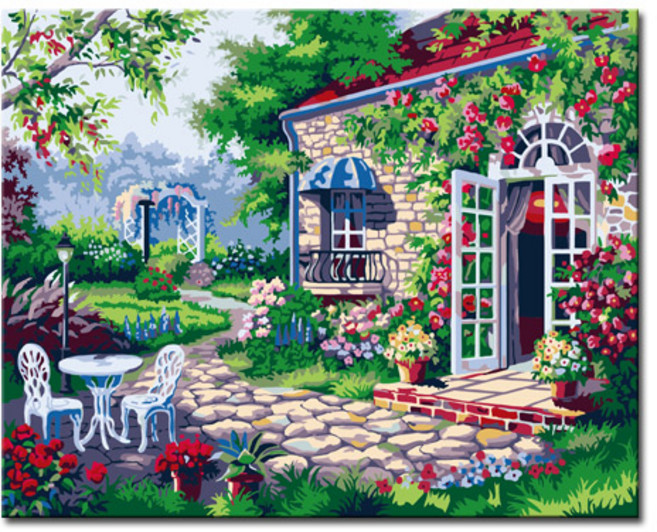 명화그리기 DIY 유화 세트 그림 액자 해바라기 아트홀릭, L21_장미정원, 1개