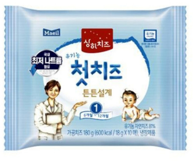 매일유업 유기농 상하치즈 1단계 첫치즈 30매, 180g, 3개